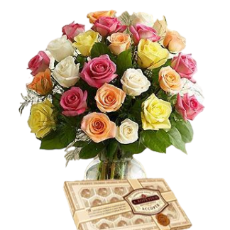 25 colorful roses with chokolates | Flower Delivery Oryol