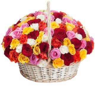 51 colorful roses in the basket | Flower Delivery Oryol